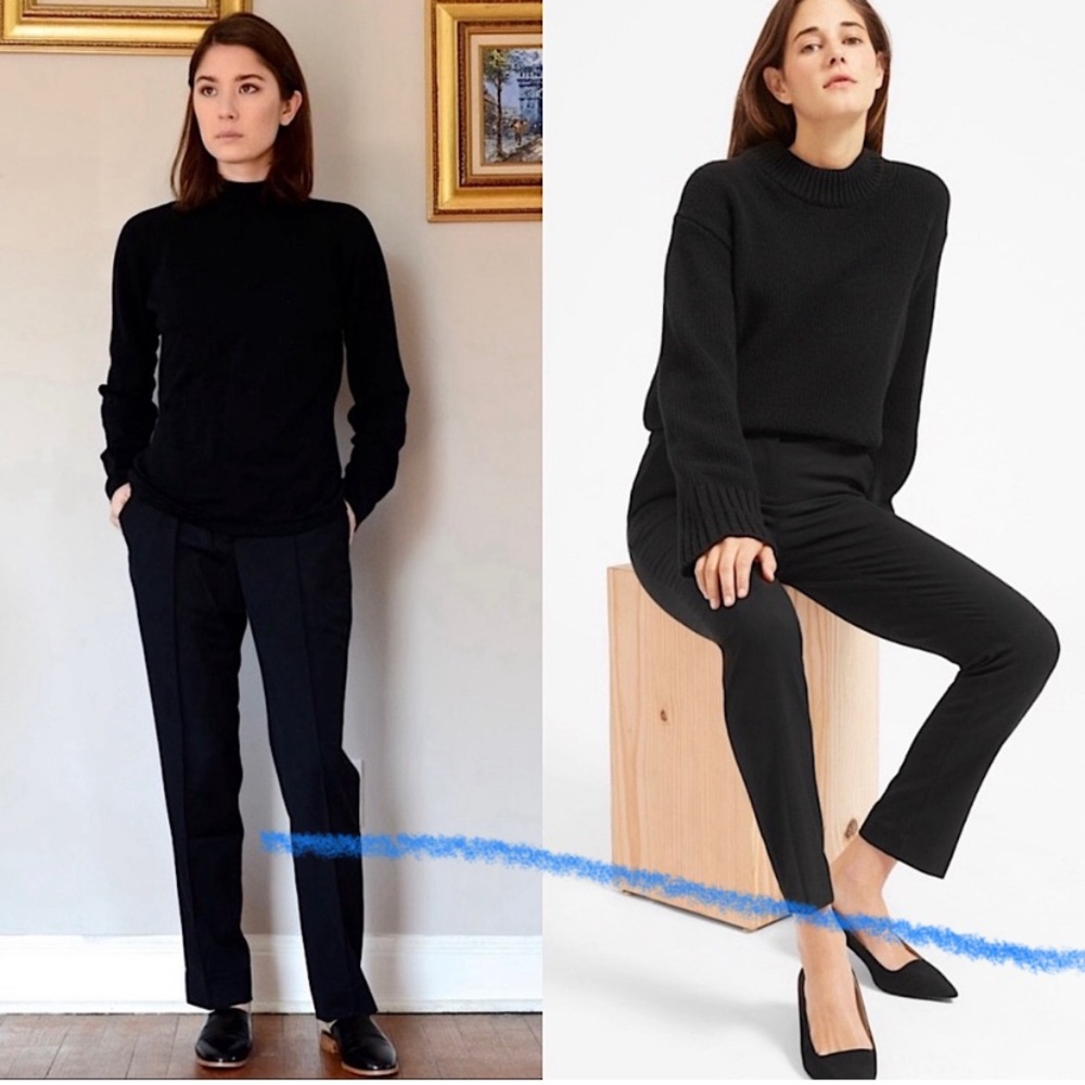 EVERLANE Wool High Rise Pleated Front Ankle Cropped Straight Slim Leg Trouser 00